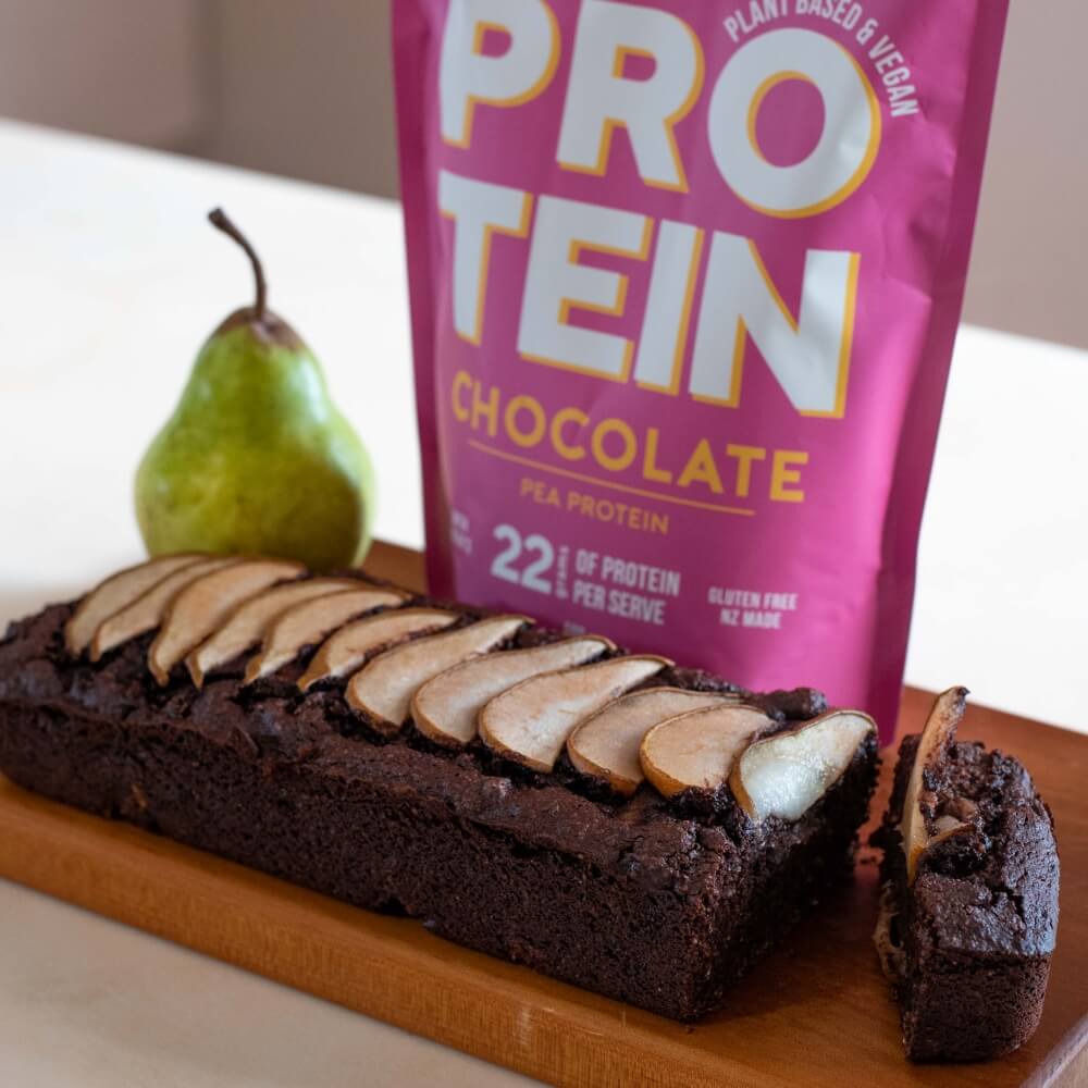 Chocolate Plant based Protein Pear Loaf Recipe Roam NZ Australia