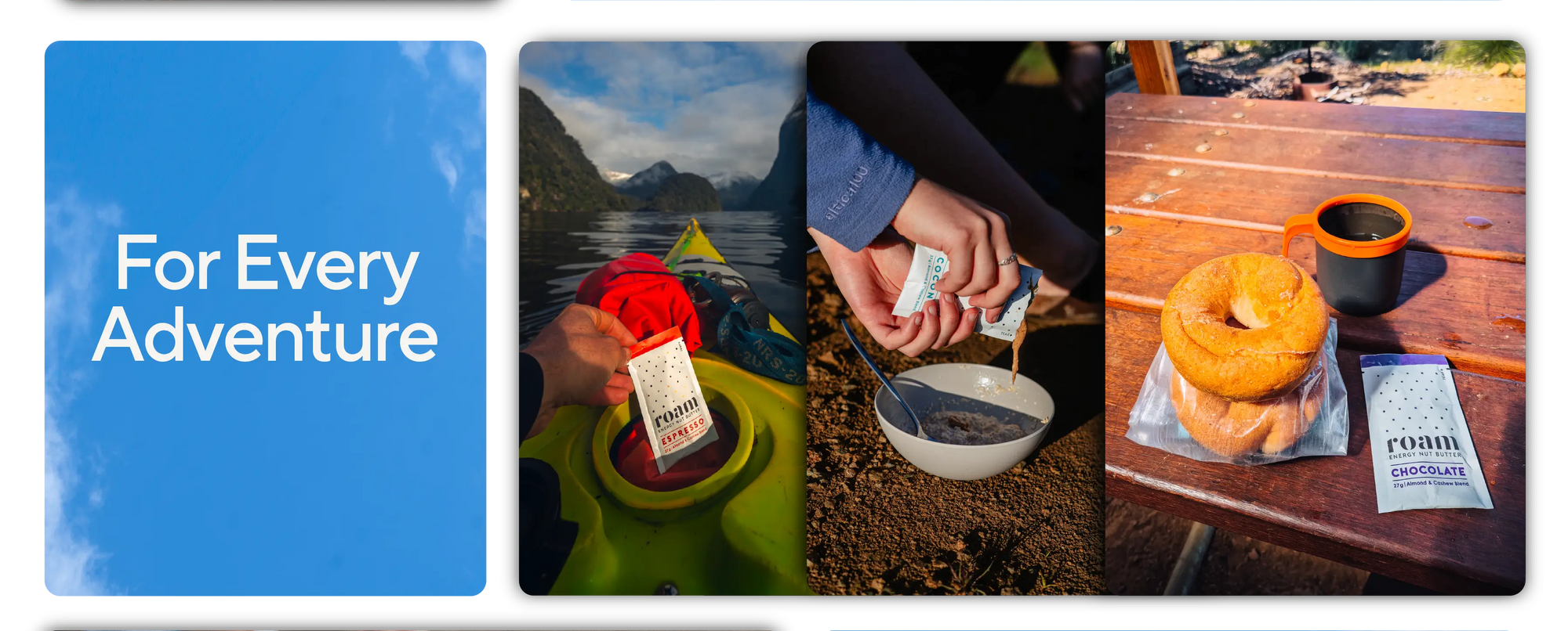 Energy Nut Butter being used kayaking on porridge and with a bagel