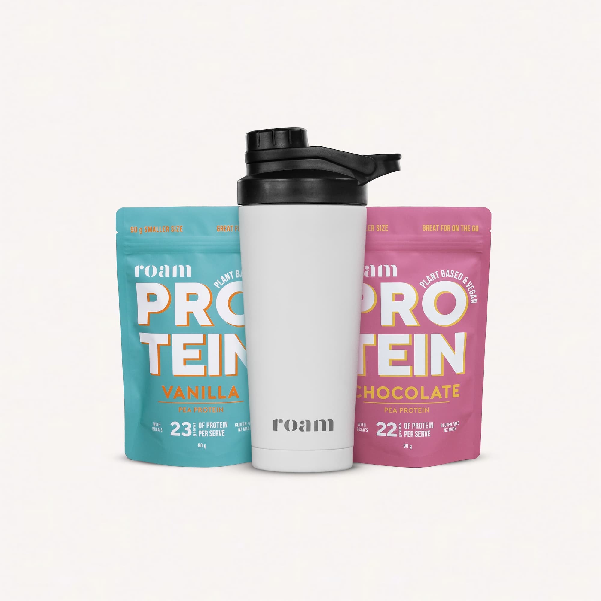 Double wall insulated Protein Shaker and Vegan Protein Sample Sizes | Roam